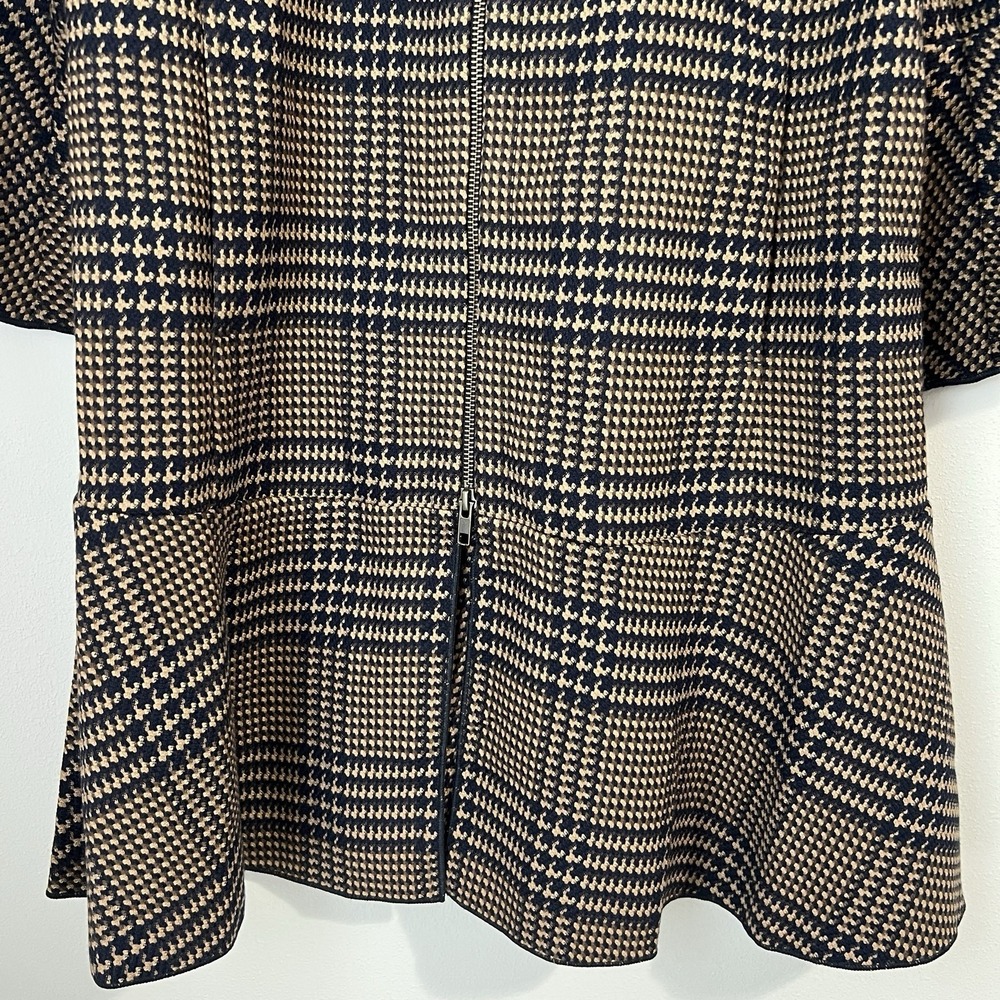 CAbi Women's Small Tartan Plaid Flounce Jacket Longline Dark Acadamia # 3902 - Picture 4 of 10